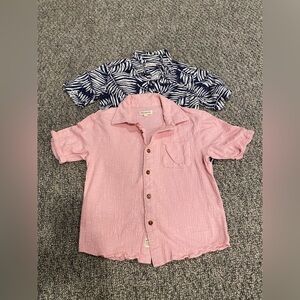 Appaman Boy’s Button-Up Shirts - One Solid Pink and One Blue and White Print